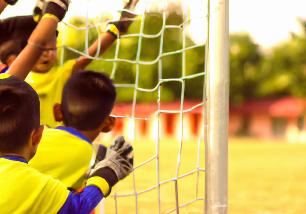 DALL·E 2023-04-24 14.41.49 - A picture of youth kids training as soccer goalkeepers.